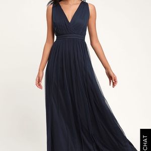 Lulus Romantic Moment Navy Blue maxi dress sz XL